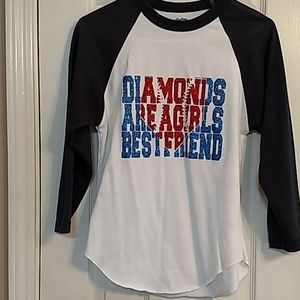 3/4 sleeve raglan baseball t-shirt with bling!